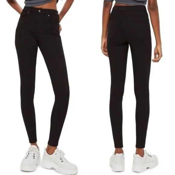 Topshop Moto Jamie High Waisted Skinny Jeans - size 25 in Black - Picture 1 of 14
